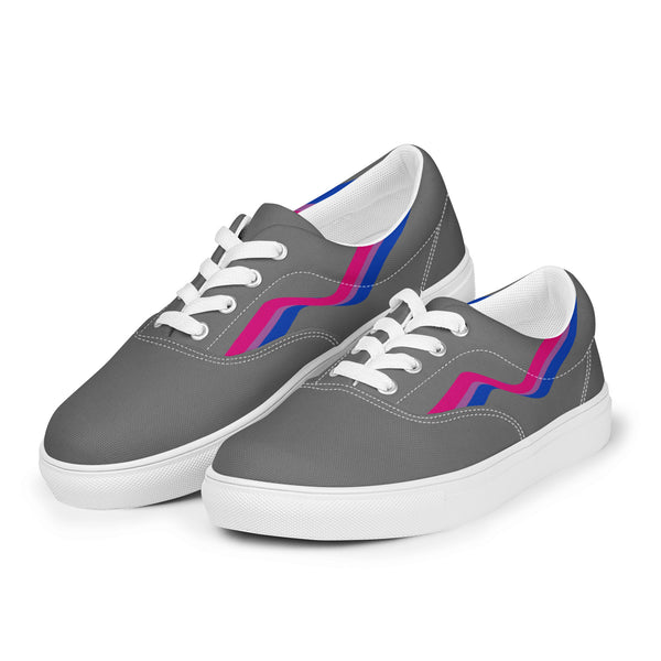 Original Bisexual Pride Colors Gray Lace-up Shoes - Men Sizes