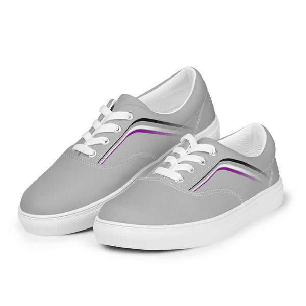 Trendy Asexual Pride Colors Gray Lace-up Shoes - Men Sizes