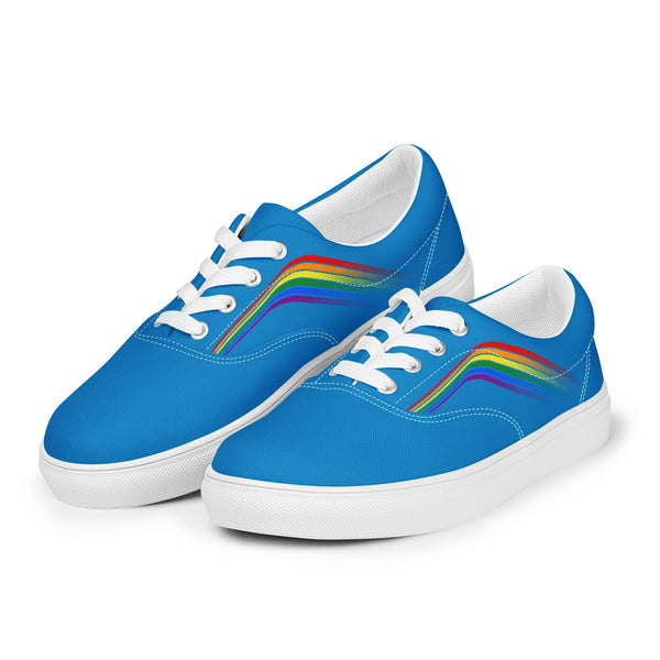 Trendy Gay Pride Colors Blue Lace-up Shoes - Men Sizes