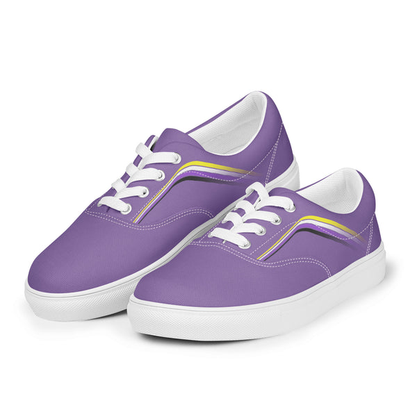 Trendy Non-Binary Pride Colors Purple Lace-up Shoes - Men Sizes
