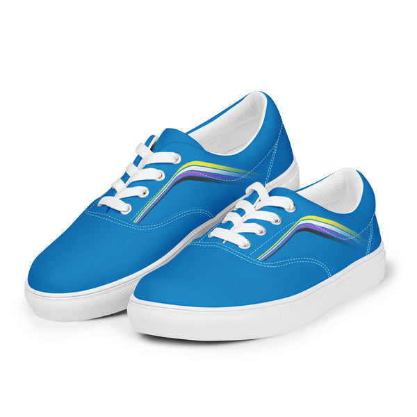 Trendy Non-Binary Pride Colors Blue Lace-up Shoes - Men Sizes