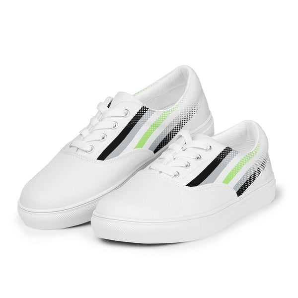 Agender Pride Colors Original White Lace-up Shoes - Men Sizes