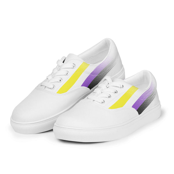 Non-Binary Pride Colors Original White Lace-up Shoes - Men Sizes