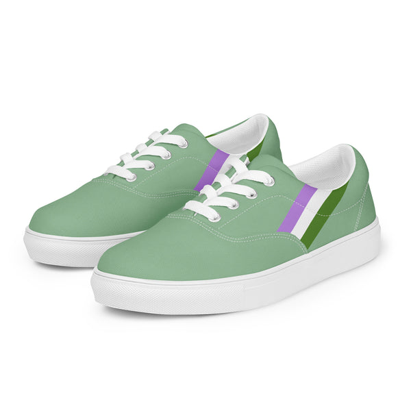 Classic Genderqueer Pride Colors Green Lace-up Shoes - Men Sizes