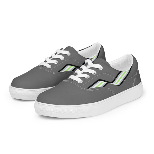 Original Agender Pride Colors Gray Lace-up Shoes - Men Sizes