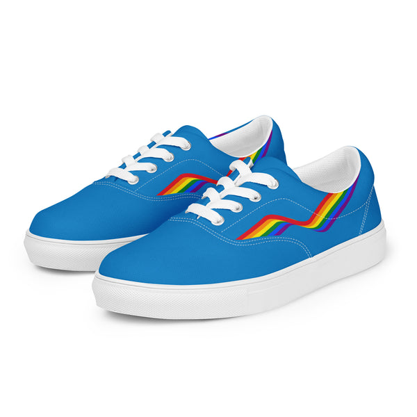 Original Gay Pride Colors Blue Lace-up Shoes - Men Sizes