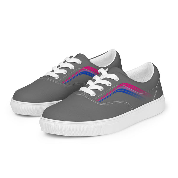 Trendy Bisexual Pride Colors Gray Lace-up Shoes - Men Sizes