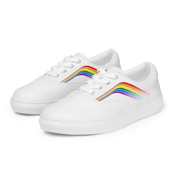 Trendy Gay Pride Colors White Lace-up Shoes - Men Sizes
