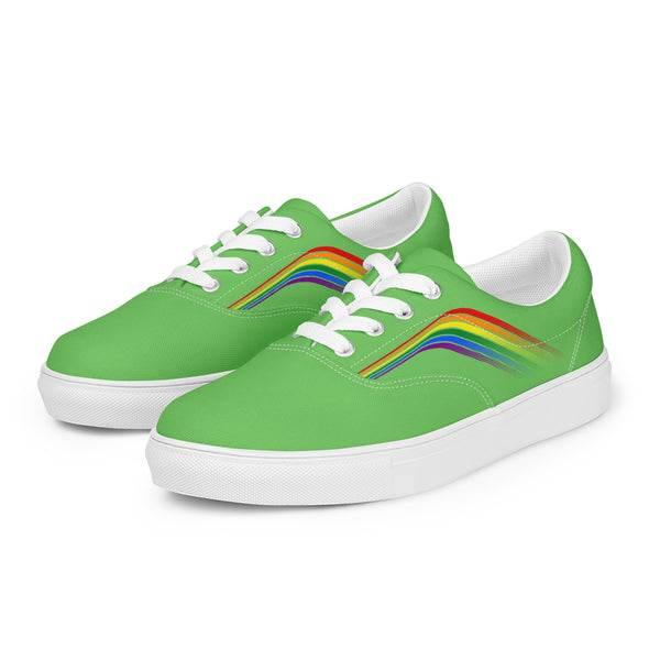 Trendy Gay Pride Colors Green Lace-up Shoes - Men Sizes