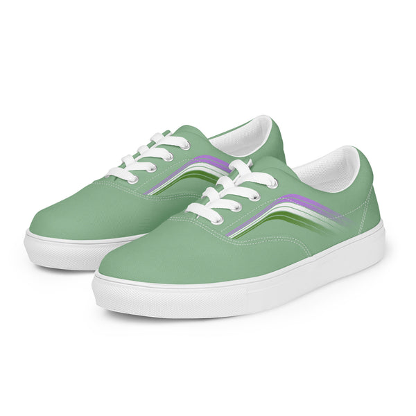 Trendy Genderqueer Pride Colors Green Lace-up Shoes - Men Sizes