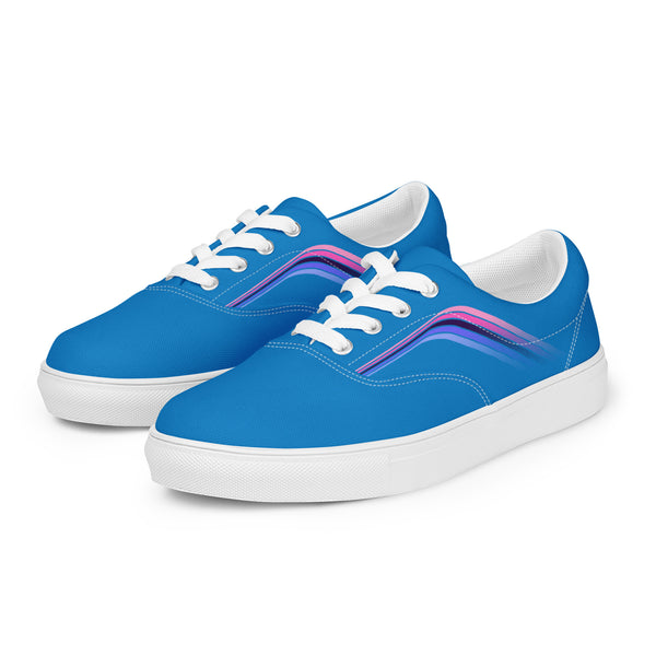 Trendy Omnisexual Pride Colors Blue Lace-up Shoes - Men Sizes