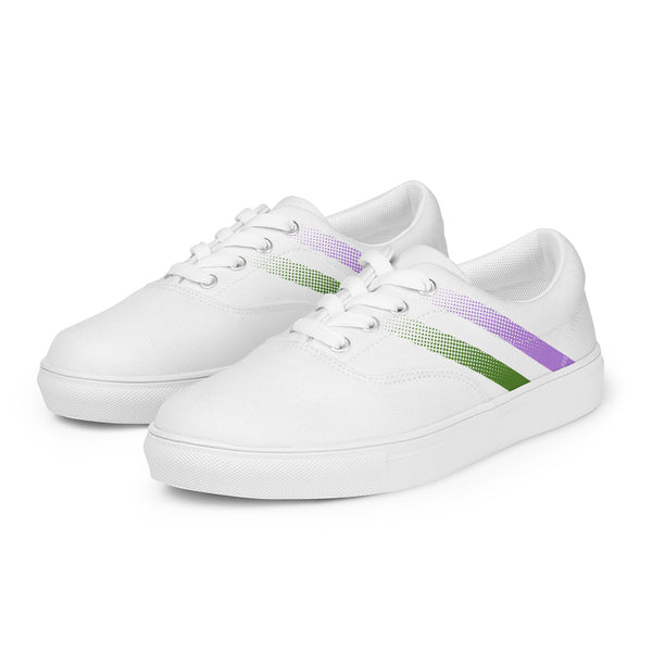Genderqueer Pride Colors White Purple Lace-up Shoes - Men Sizes
