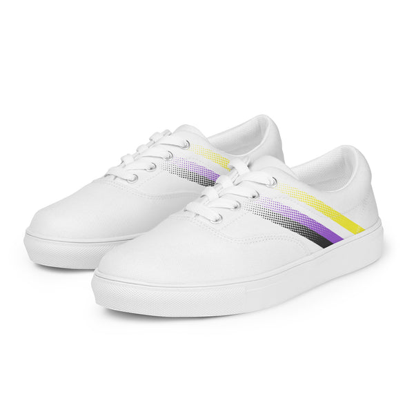 Non-Binary Pride Colors Modern White Lace-up Shoes - Men Sizes