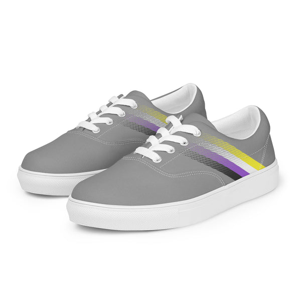 Non-Binary Pride Colors Modern Gray Lace-up Shoes - Men Sizes