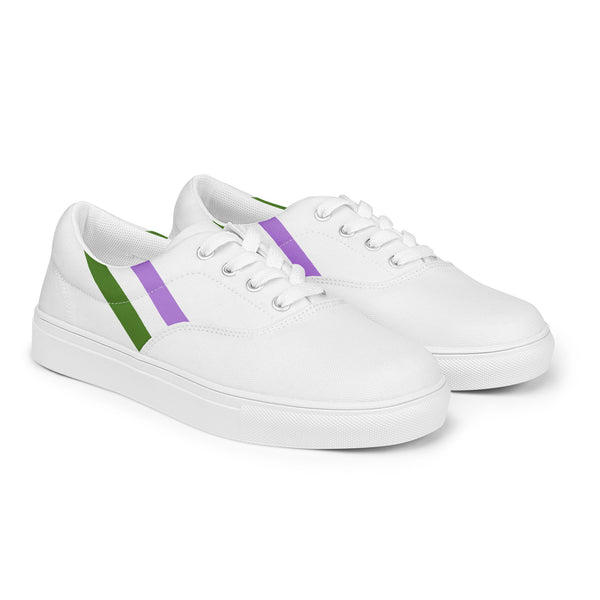 Classic Genderqueer Pride Colors White Lace-up Shoes - Men Sizes