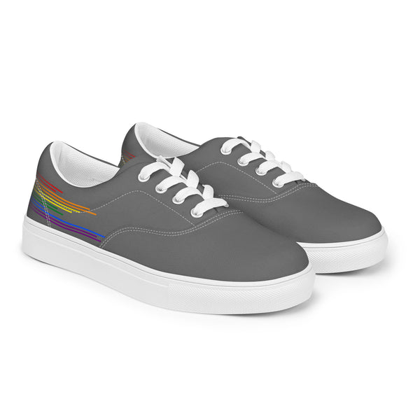 Modern Gay Pride Colors Gray Lace-up Shoes - Men Sizes