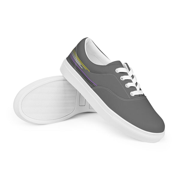 Modern Non-Binary Pride Colors Gray Lace-up Shoes - Men Sizes