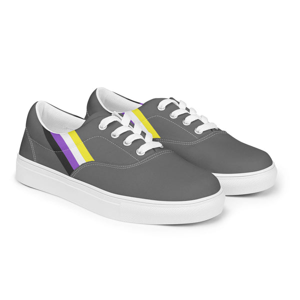 Classic Non-Binary Pride Colors Gray Lace-up Shoes - Men Sizes