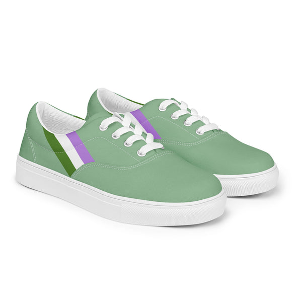 Classic Genderqueer Pride Colors Green Lace-up Shoes - Men Sizes