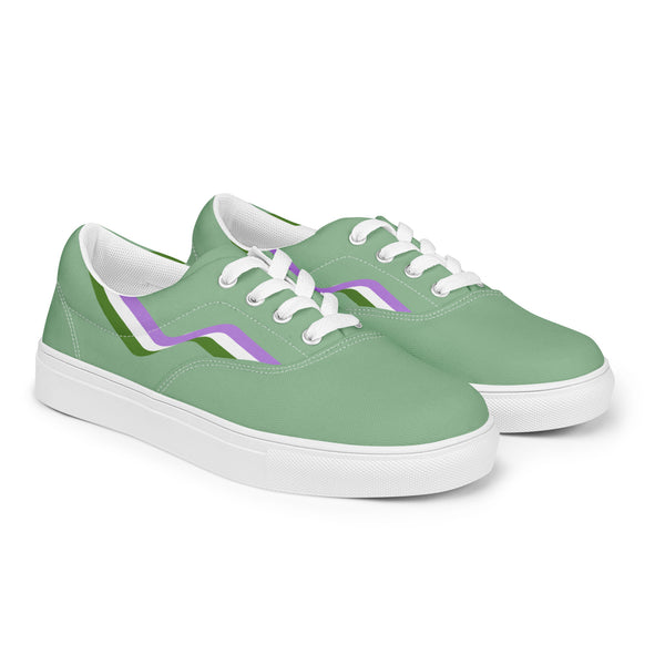 Original Genderqueer Pride Colors Green Lace-up Shoes - Men Sizes