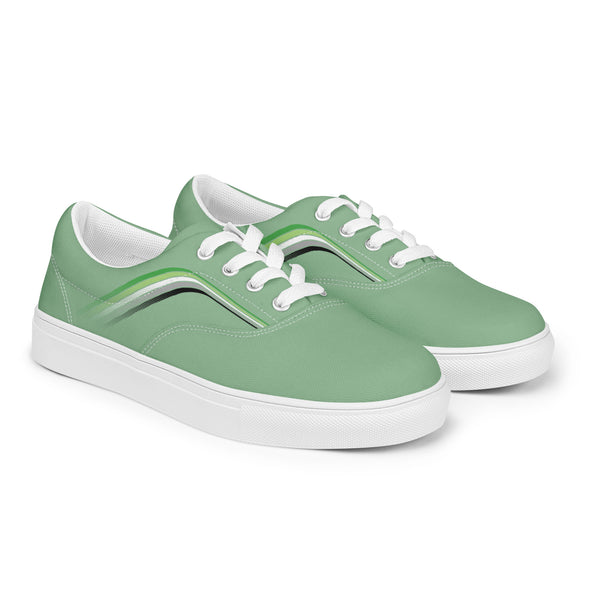 Trendy Aromantic Pride Colors Green Lace-up Shoes - Men Sizes