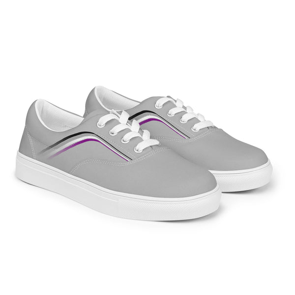 Trendy Asexual Pride Colors Gray Lace-up Shoes - Men Sizes