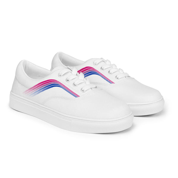Trendy Bisexual Pride Colors White Lace-up Shoes - Men Sizes