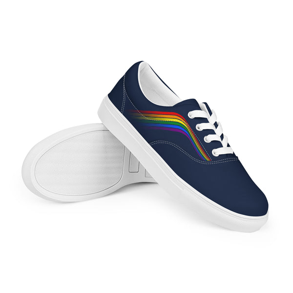 Trendy Gay Pride Colors Navy Lace-up Shoes - Men Sizes