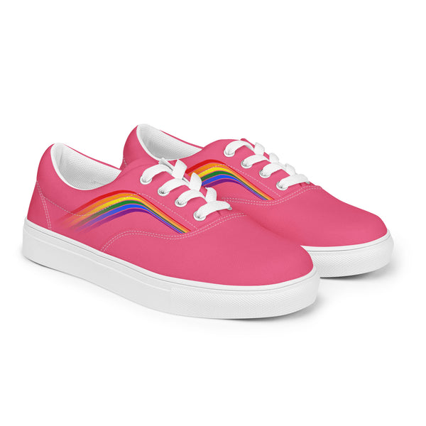 Trendy Gay Pride Colors Pink Lace-up Shoes - Men Sizes
