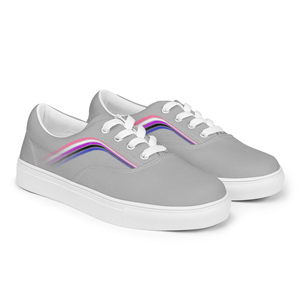 Trendy Genderfluid Pride Colors Gray Lace-up Shoes - Men Sizes
