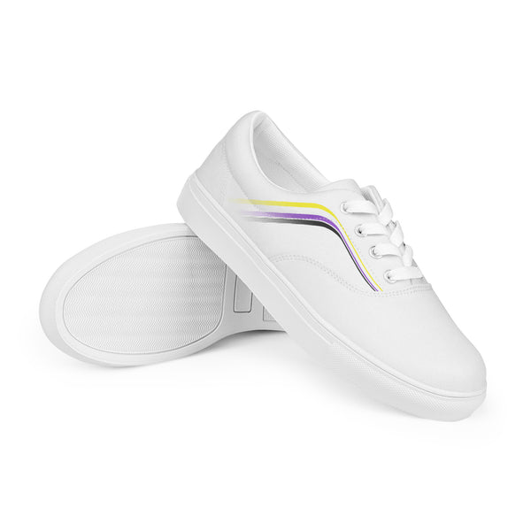 Trendy Non-Binary Pride Colors White Lace-up Shoes - Men Sizes