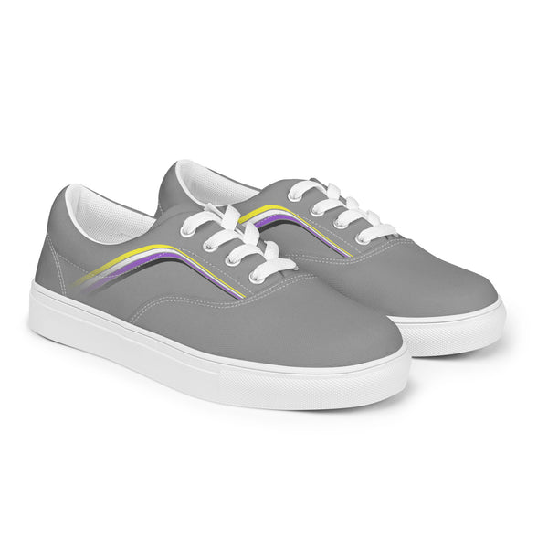 Trendy Non-Binary Pride Colors Gray Lace-up Shoes - Men Sizes