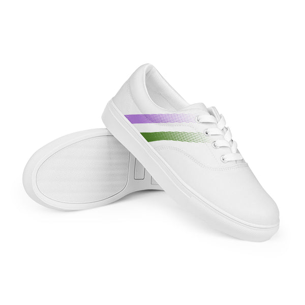 Genderqueer Pride Colors White Purple Lace-up Shoes - Men Sizes