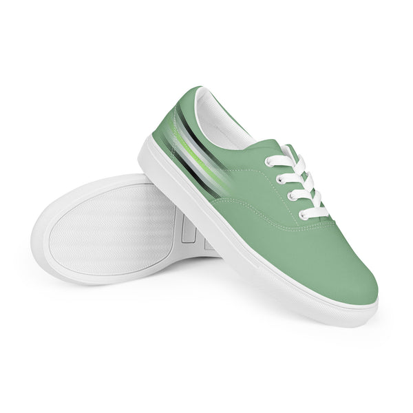 Casual Agender Pride Colors Green Lace-up Shoes - Men Sizes
