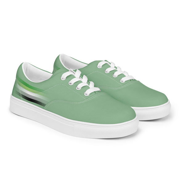 Casual Aromantic Pride Colors Green Lace-up Shoes - Men Sizes