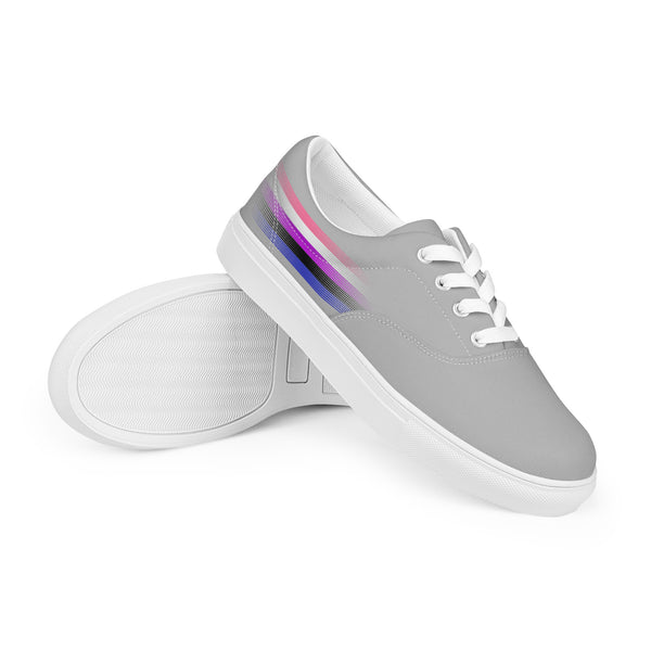 Casual Genderfluid Pride Colors Gray Lace-up Shoes - Men Sizes