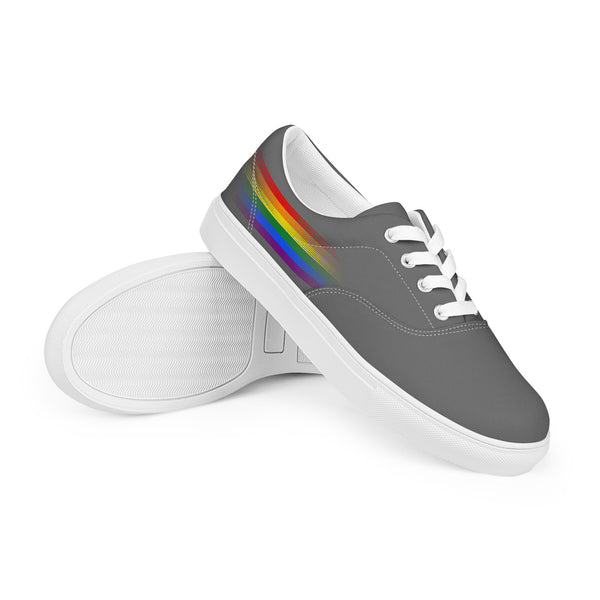 Casual Gay Pride Colors Gray Lace-up Shoes - Men Sizes