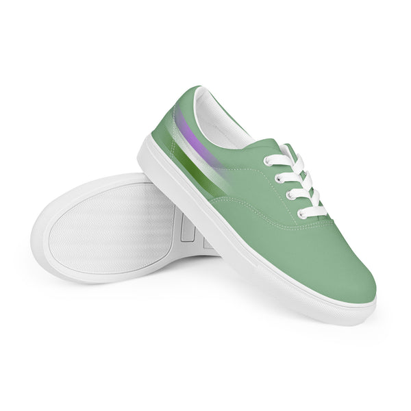 Casual Genderqueer Pride Colors Green Lace-up Shoes - Men Sizes