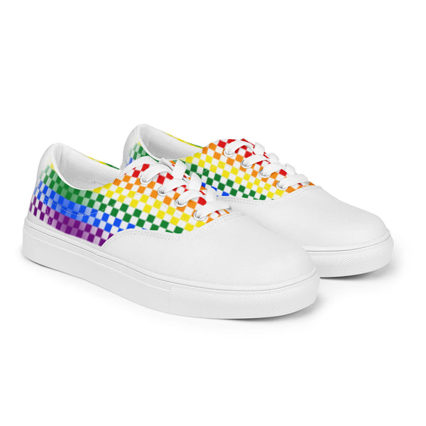 Gay Pride Rainbow Checkers Lace-up Shoes