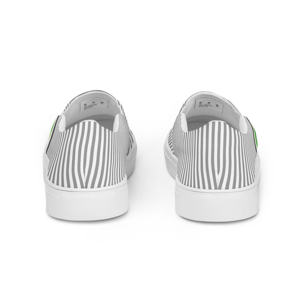 Pinstriped Aromantic Pride Gray Slip-On Shoes