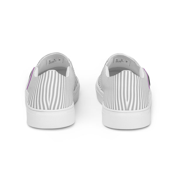 Pinstriped Asexual Pride Gray Slip-On Shoes