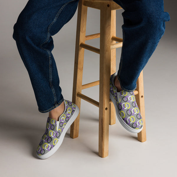 Non-Binary Pride Classic Gray Slip-On Shoes