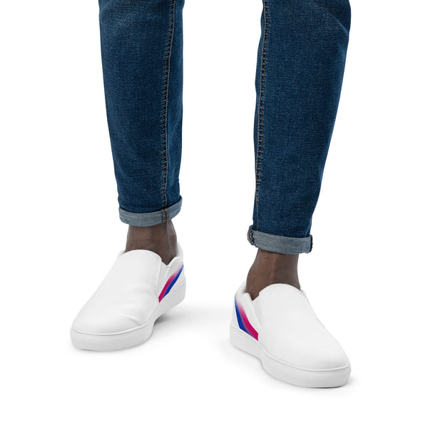 Bisexual Pride Colors Original White Slip-On Shoes