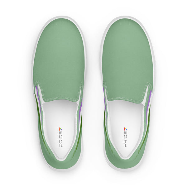 Genderqueer Pride Colors Original Green Slip-On Shoes