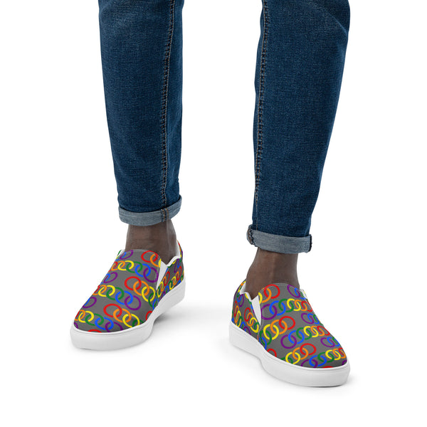 Gay Pride Classic Gray Slip-On Shoes