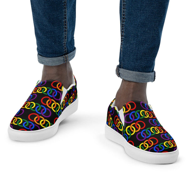 Gay Pride Classic Black Slip-On Shoes