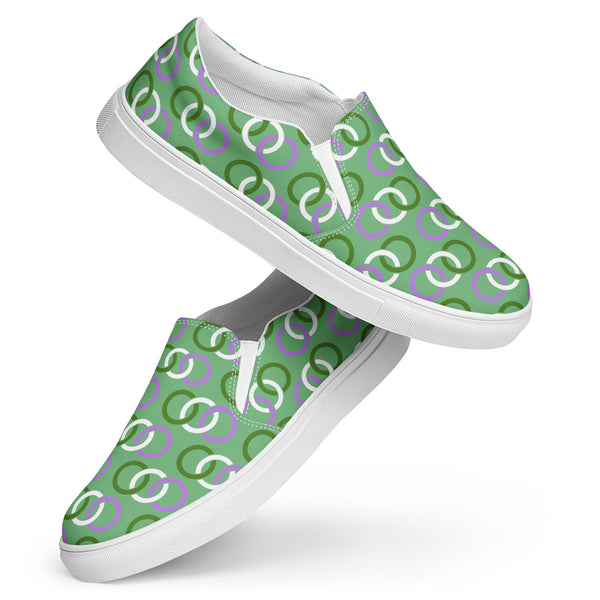 Genderqueer Pride Classic Green Slip-On Shoes