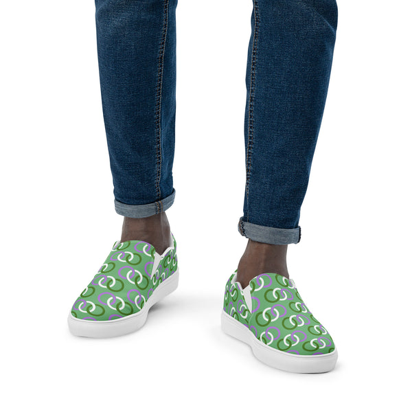 Genderqueer Pride Classic Green Slip-On Shoes