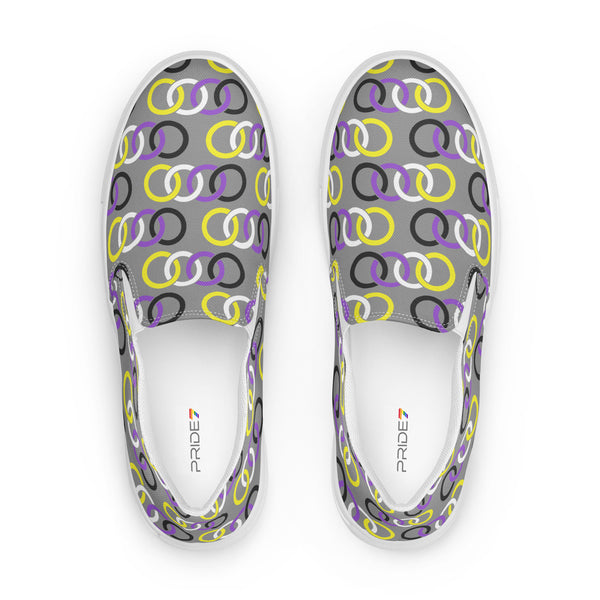 Non-Binary Pride Classic Gray Slip-On Shoes