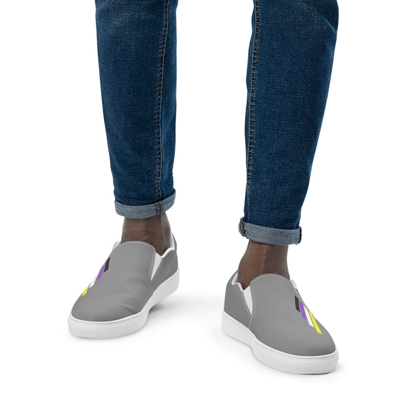 Non-Binary Pride Modern Gray Slip-On Shoes